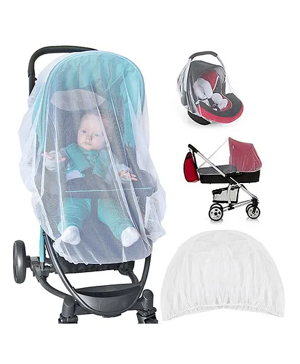 LifeKrafts Stroller Mosquito Net with Carry Pouch - White