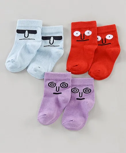 Spenta Cotton Blend Ankle Length Socks Multi Design Pack of 3 - Multicolor