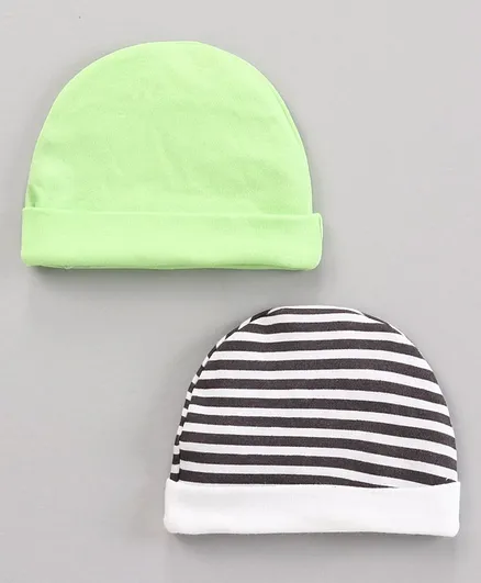 Ben Benny Caps Striped Solid Pack of 2 Green Black - Diameter 9 cm
