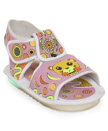Chiu Bear Printed Musical LED Sandals - Light Pink