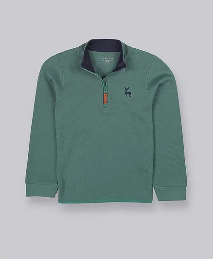 Plum Tree Full Sleeves Solid Colour Sweatshirt - Green