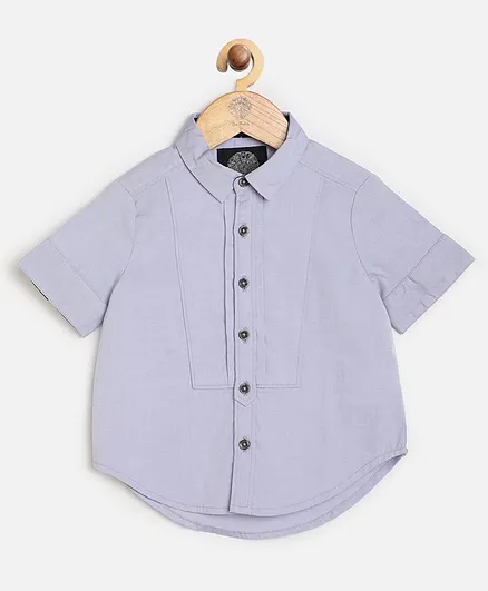 One Friday Half Sleeves Solid Color Shirts - Blue