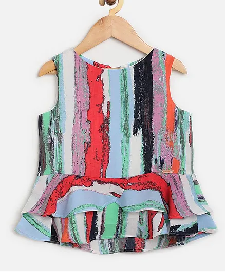 One Friday Sleeveless Abstract Print Top - Blue