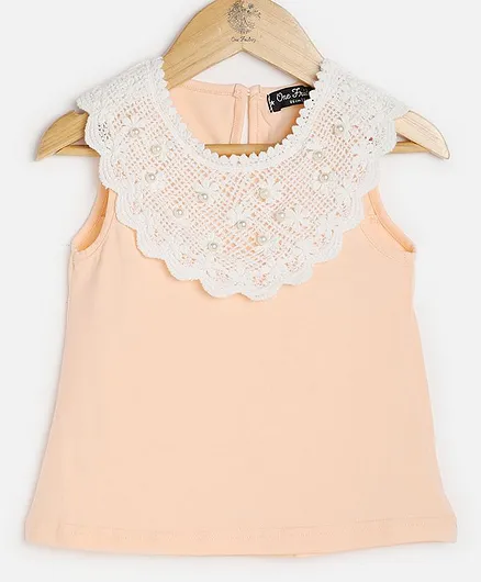One Friday Sleeveless Pearl Embellished Top - Pink
