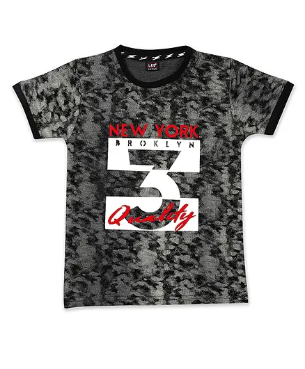 LEO Short Sleeves New York Print Tee - Black