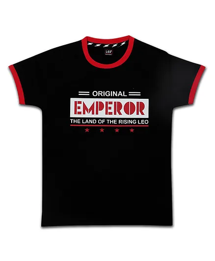 LEO Short Sleeves Emperor Print Tee - Black