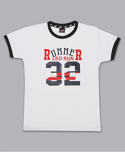 LEO Short Sleeves Runner Print Tee - White