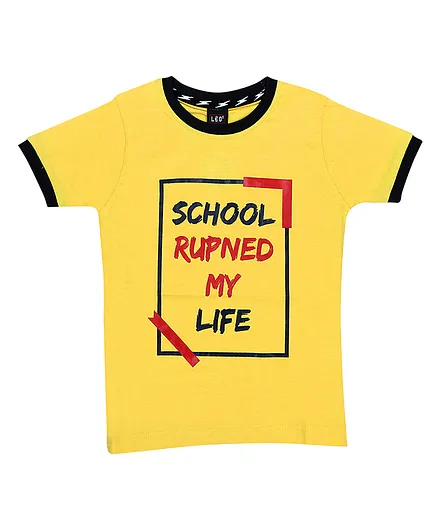 LEO Short Sleeves Typographic Print Tee - Yellow