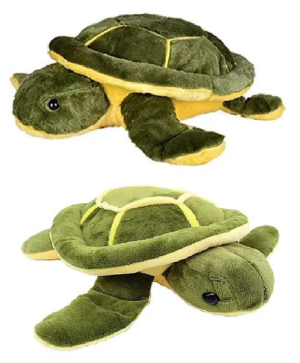 New Pinch Turtle Fur Cloth Soft Toy Pack of 2 Green Yellow - Length 30 cm