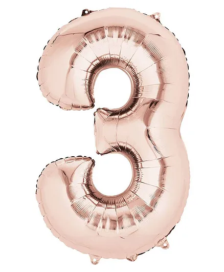 Funcart 3 Number Foil Balloon - Rose Gold