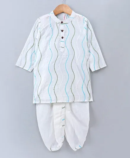 Babyhug Full Sleeves Kurta & Dhoti Set - White