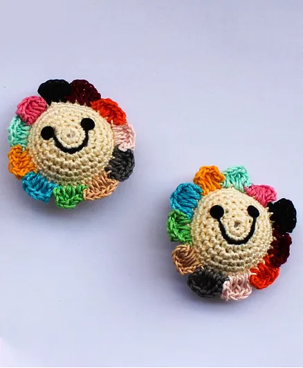 Woonie Handmade Sunflower Set Of 2 Hair Pins - Multi Color