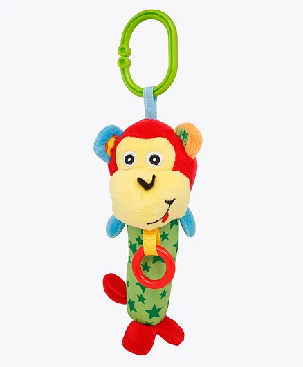 Baby Moo Funky Monkey Clip On Rattle - Green