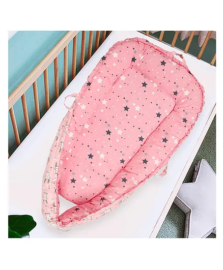 Baby Moo Baby Bed Cum Sleeping Carry Nest Rabbit Print - Pink