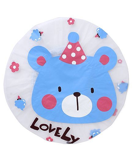 Adore Baby Shower Cap Cartoon Lovely Print - Blue & White