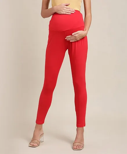 Bella Mama Full Length Maternity Leggings - Red
