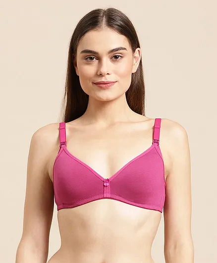 Bella Mama Moulded Cotton Elastane Bra - Pink