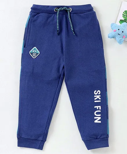Babyhug Full Length Lounge Pants Text Print - Blue
