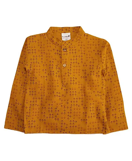 Snowflakes Full Sleeves Arrow Prints Kurta - Mustard