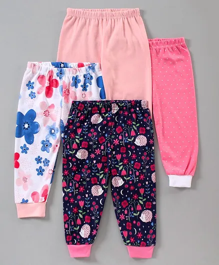 Kidi Wav Pack Of 4 Floral Print Pyjamas - Pink & Violet