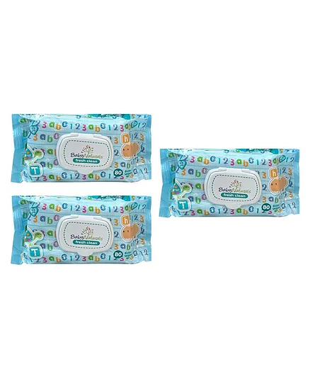The Little Lookers Soft Cleansing Anti Bacterial Baby Cotton Wipes Pack Of 3 - 90 Pieces Each