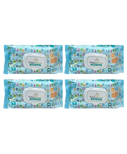The Little Lookers Soft Cleansing Anti Bacterial Baby Cotton Wipes Pack Of 4 - 90 Pieces Each