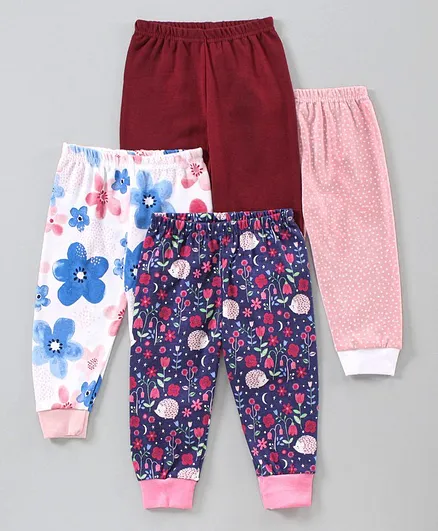 Kidi Wav Pack Of 4 Floral Print Lounge Pants - Multi Color