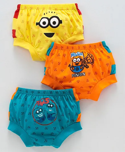 Red Rose Minions Printed Briefs Pack Of 3 - Orange Yellow Green