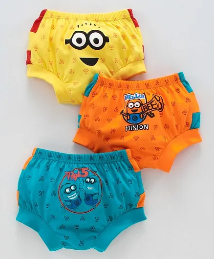 Red Rose Minions Printed Briefs Pack Of 3 - Orange Yellow Green
