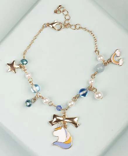 Arendelle Multiple Charm Unicorn Bracelet - Blue