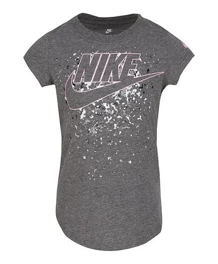 Nike Short Sleeves Brand Logo Printed Tee - Grey