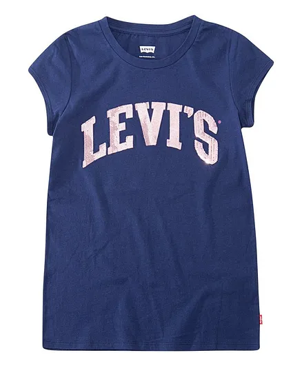 Levi's® Short Sleeves Sequin Logo Printed Tee - Navy Blue