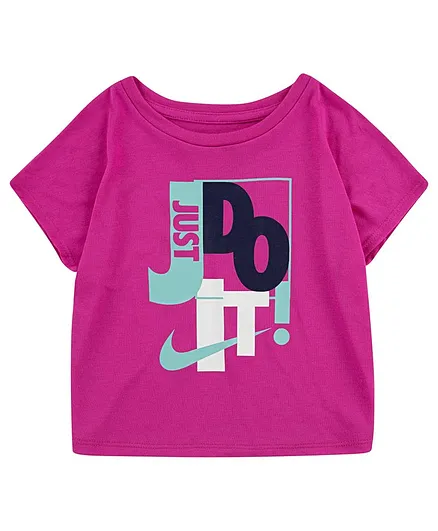 Nike Half Sleeves Just Do It Printed Tee - Pink