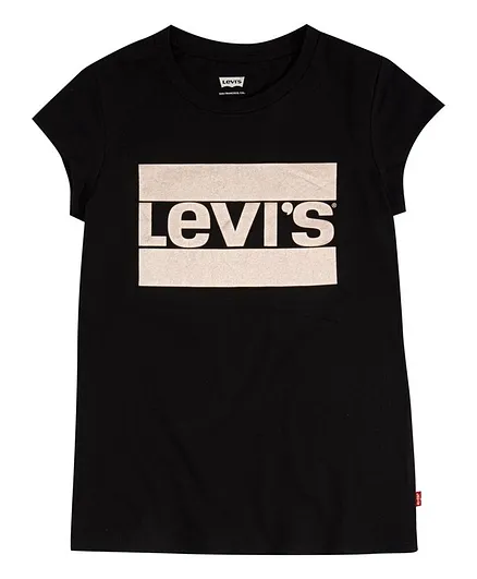 Levi's® Half Sleeves Brand Logo Print Tee - Black