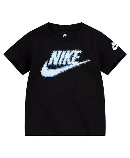 Nike Half Sleeves Brand Logo Print Tee - Black