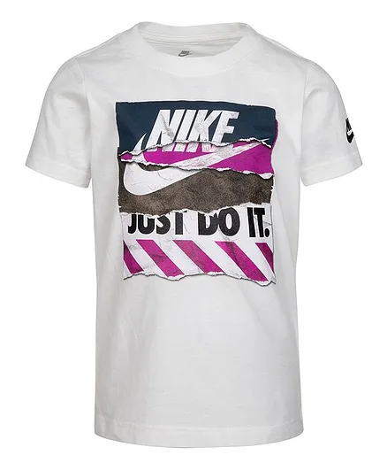 Nike Half Sleeves Brand Logo Print Tee - White