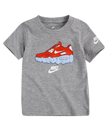 Nike Half Sleeves Shoes Print Tee - Grey