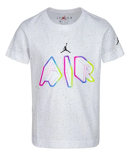 Jordan Air Printed Logo Half Sleeves Tee - White