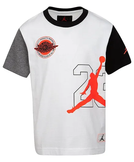 Jordan Color Blocked Half Sleeves Tee - White