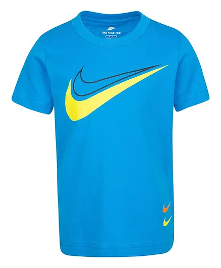 Nike Half Sleeves Logo Printed Tee - Blue