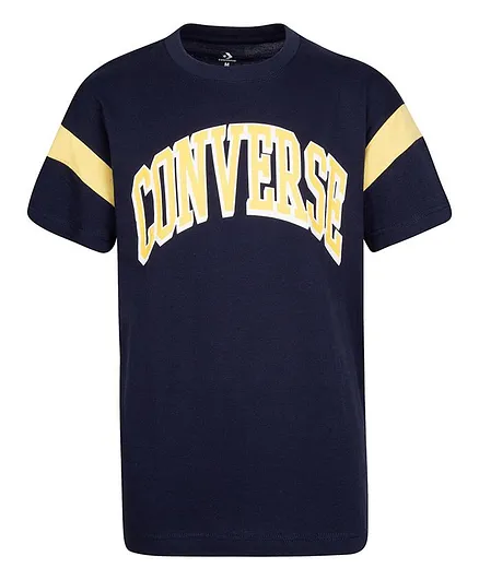 Converse Half Sleeves Arched Logo Print Tee - Black