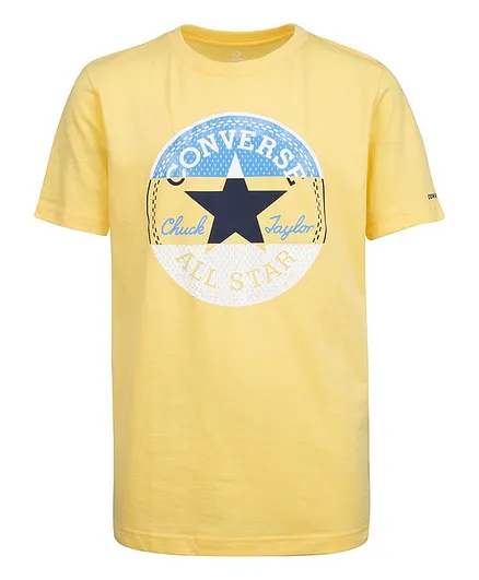 Converse Half Sleeves Colour Block Logo Print Tee - Yellow