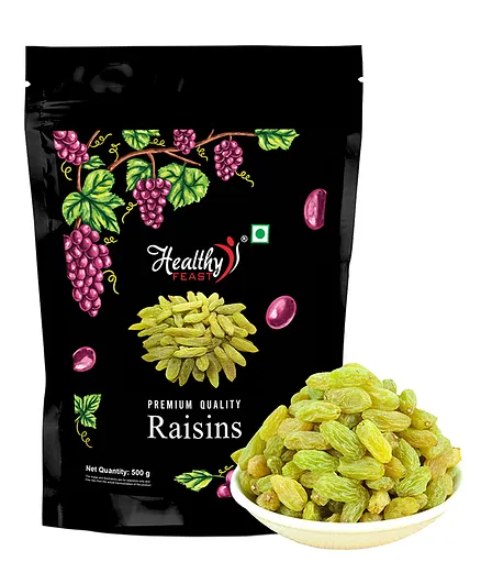 Healthy Feast Long Green Seedless Raisins - 500 gm