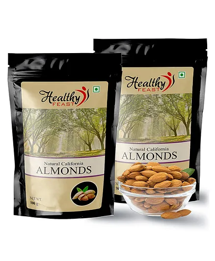 Healthy Feast Natural Almonds Pack of 2 - 500 gm Each