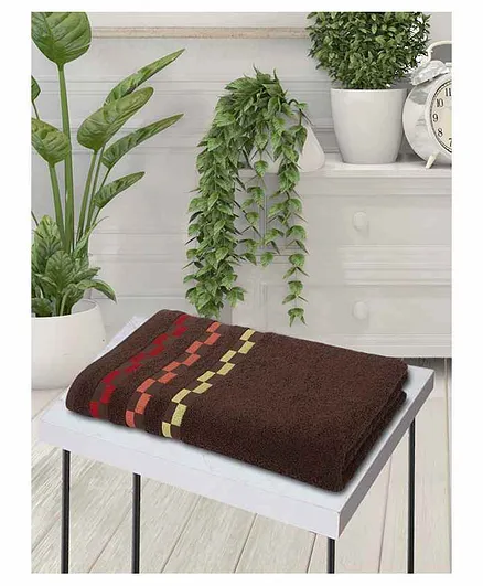 Bianca Mercerized Combed Cotton Bath Towel Bumpy Stripes - Brown