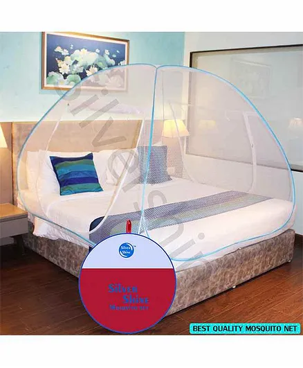 Silver Shine Foldable Double Bed Mosquito Net King Size - Blue