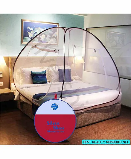 Silver Shine Foldable Double Bed Mosquito Net King Size - Brown