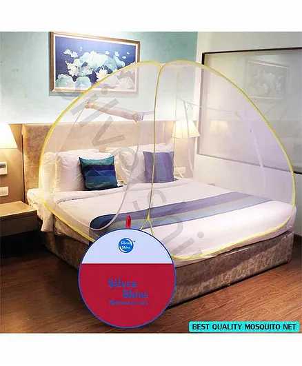 Silver Shine Foldable Double Bed Mosquito Net King Size - Yellow