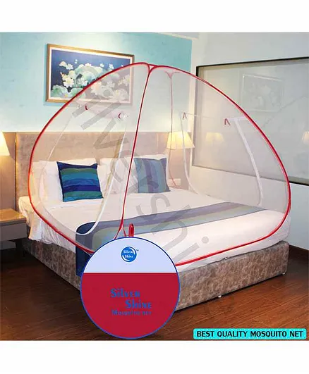 Silver Shine Foldable Double Bed Mosquito Net King Size - Red