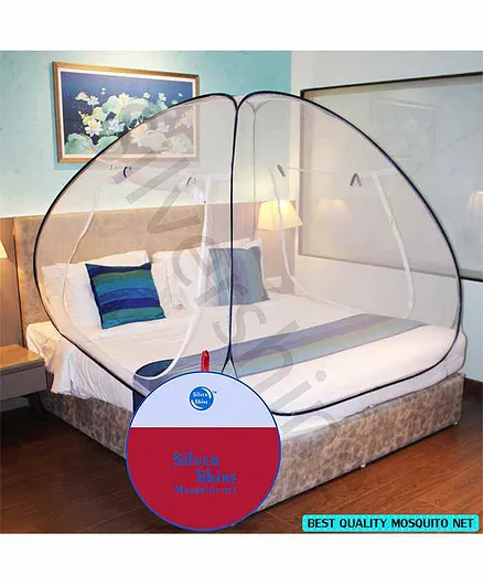 Silver Shine Foldable Double Bed Mosquito Net King Size - Black